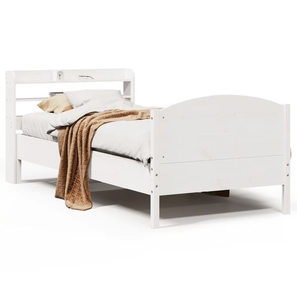 vidaXL Cama sem colch&atilde;o 90x200 cm madeira de pinho maci&ccedil;a branco