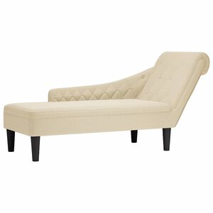 vidaXL Chaise lounge c/ almofada/apoio de bra&ccedil;os direito tecido creme