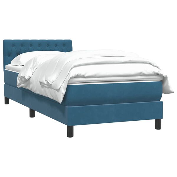 vidaXL Cama com molas/colch&atilde;o 80x220 cm veludo azul-escuro