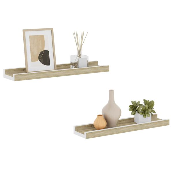 vidaXL Prateleiras de parede 2 pcs 40x9x3 cm branco e carvalho sonoma