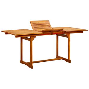 vidaXL Mesa de jantar p/ jardim (120-170)x80x75 cm ac&aacute;cia maci&ccedil;a
