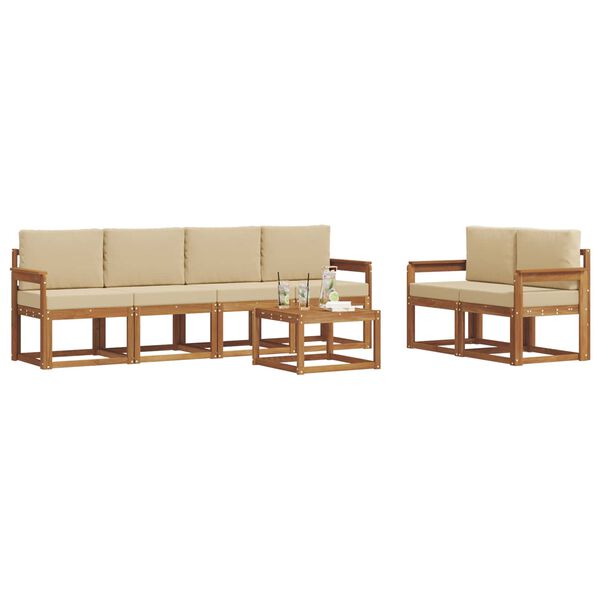 vidaXL Conjunto de Sof&aacute;s para Exterior 7 pcs Natural e Bege