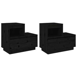 vidaXL Mesas de cabeceira 2 pcs 60x34x51 cm pinho maci&ccedil;o preto