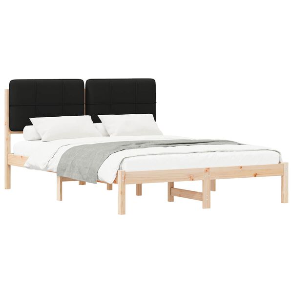 vidaXL Estrutura de Cama com Cabeceira Estofada Preto 135 x 190 cm