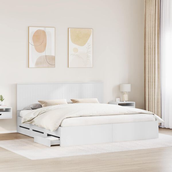 vidaXL Estrutura da Cama Branco 200 x 200 cm Madeira de Engenharia