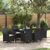 vidaXL Conjunto de Jantar para Jardim 7 pcs Preto vime PE