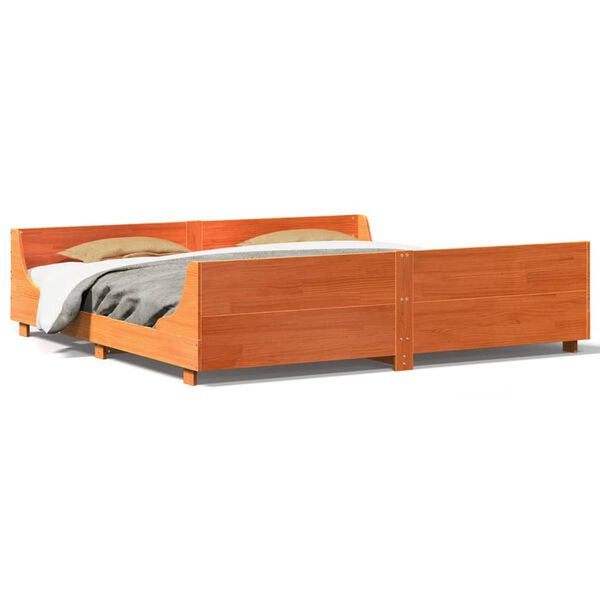 vidaXL Cama sem colch&atilde;o 180x200 cm pinho maci&ccedil;o castanho-mel