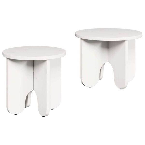 vidaXL Mesa de centro 2 pcs Branco Madeira de pinho maciça