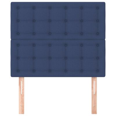 vidaXL Cabeceira de cama 2 pcs tecido 80x5x78/88 cm azul