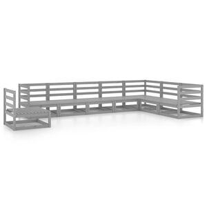 vidaXL 8 pcs conjunto lounge de jardim pinho s&oacute;lido cinzento