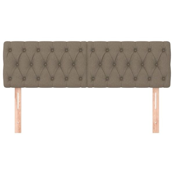 vidaXL Cabeceiras cinzento-acastanhado 144x7x78/88 cm tecido