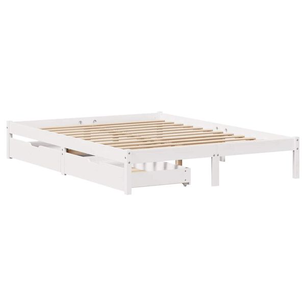vidaXL Cama sem colch&atilde;o 120x200 cm madeira de pinho maci&ccedil;a branco