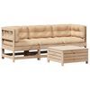 vidaXL 4 pcs conjunto lounge de jardim c/ almofad&otilde;es pinho maci&ccedil;o
