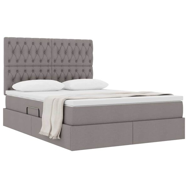 vidaXL Cama com arruma&ccedil;&atilde;o e colch&atilde;o Cinzento-acastanhado 140 x 190 cm