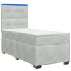 vidaXL Cama Box Spring com Colch&atilde;o e LED Cinzento-claro 90 x 190 cm