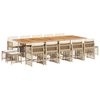 vidaXL 15 pcs conjunto de jantar p/ jardim com almofad&otilde;es vime PE bege
