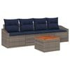 vidaXL Conjunto de Sof&aacute; de Jardim 5 pcs Cinza e Azul Marinho vime PE