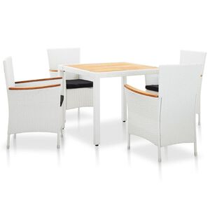 vidaXL 5 pcs conjunto de jantar para exterior vime PE branco