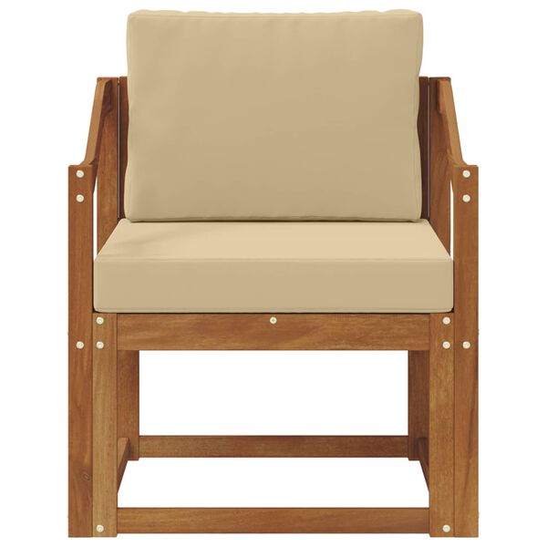 vidaXL Sof&aacute; exterior Madeira de Ac&aacute;cia maci&ccedil;a e Poli&eacute;ster Natural