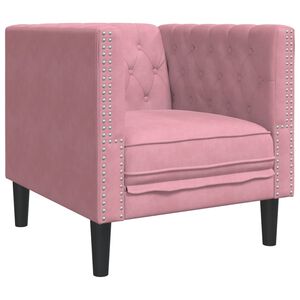 vidaXL Sof&aacute; chesterfield veludo rosa
