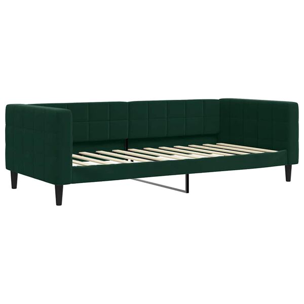 vidaXL Sof&aacute;-cama 90x200 cm veludo verde-escuro