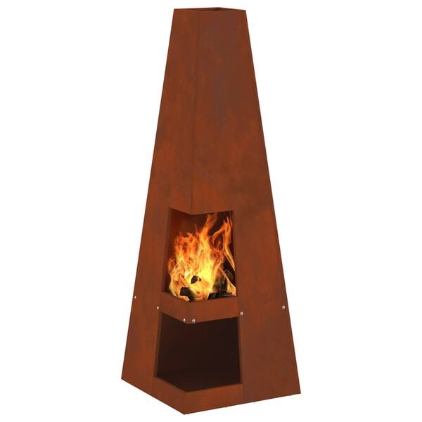 vidaXL Fire Pit Castanho 35 x 35 x 100 cm A&ccedil;o Corten