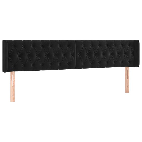 vidaXL Cabeceira de cama c/ luzes LED veludo 203x16x78/88 cm preto