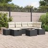 vidaXL Conjunto de Sof&aacute; de Jardim com almofada 7 pcs Preto vime PE