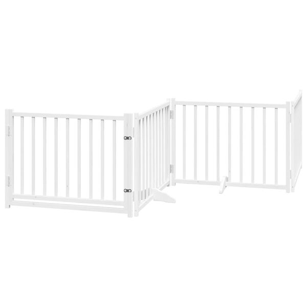 vidaXL Port&atilde;o p/ c&atilde;es com porta dobr&aacute;vel 6 pain&eacute;is 480 cm &aacute;lamo branco