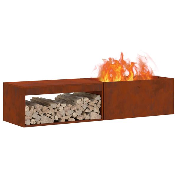 vidaXL Fire Pit Castanho 160 x 45 x 35 cm A&ccedil;o