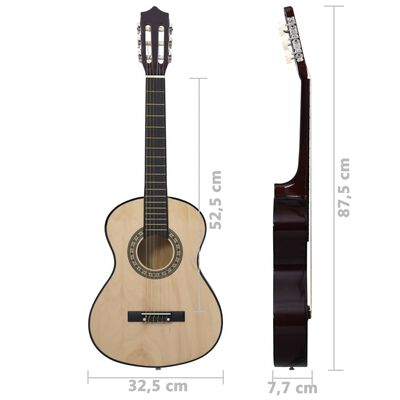 vidaXL Guitarra clássica iniciantes/crianças c/ saco 1/2 34" tília