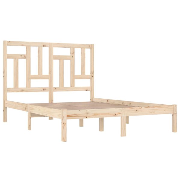 vidaXL Estrutura de cama casal 135x190 cm madeira maciça