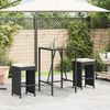 vidaXL Bancos de bar com almofadões para jardim 2 pcs vime PE preto