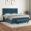 vidaXL Cama com molas/colch&atilde;o 180x200 cm veludo azul-escuro
