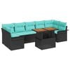 vidaXL Conjunto de Sof&aacute; de Jardim 8 pcs Preto Rattan Sint&eacute;tico