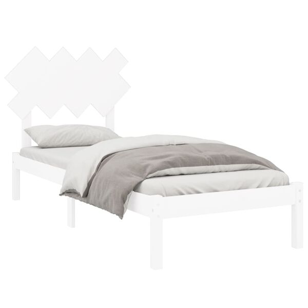 vidaXL Estrutura de cama 90x200 cm madeira maciça branco