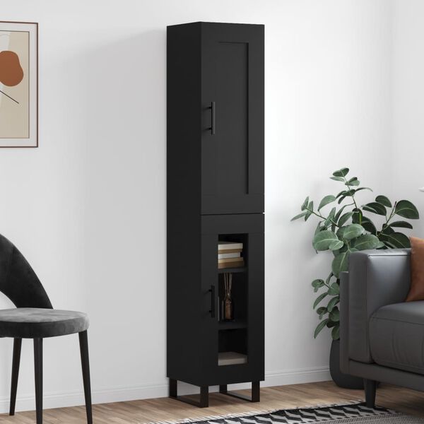 vidaXL Arm&aacute;rio alto 34,5x34x180 cm madeira processada preto