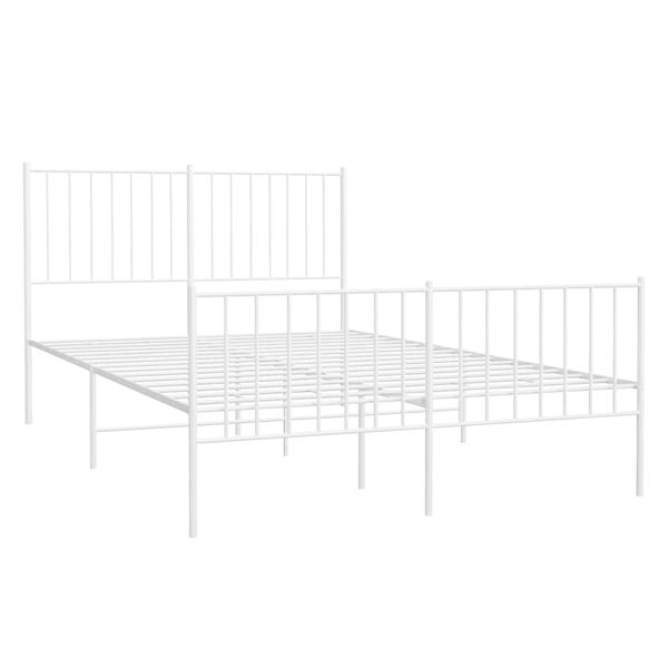 vidaXL Estrutura de cama com cabeceira e p&eacute;s 120x190 cm metal branco