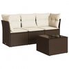 vidaXL 4 pcs conjunto sof&aacute;s de jardim c/ almofad&otilde;es vime PE castanho