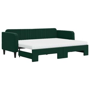 vidaXL Sof&aacute;-cama c/ gavet&atilde;o e colch&otilde;es 80x200cm veludo verde-escuro