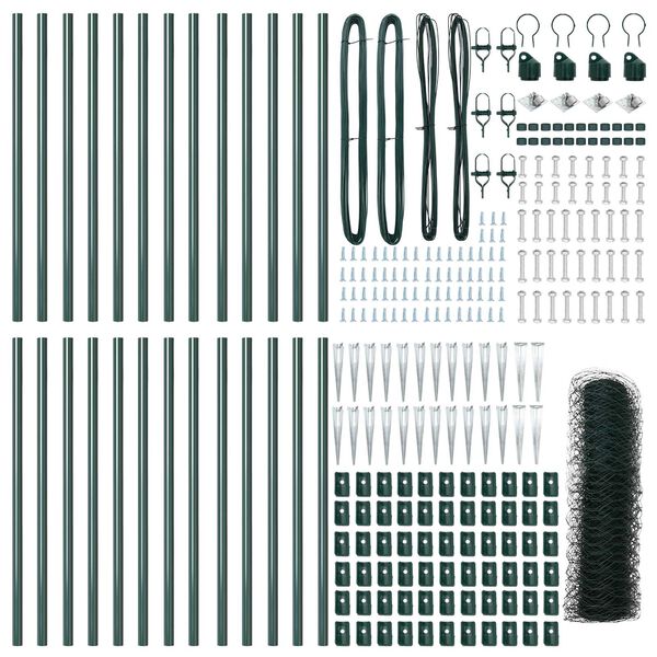 vidaXL Poste de Cerca Verde 50 x 1 m (malha de 36 mm) A&ccedil;o e PVC