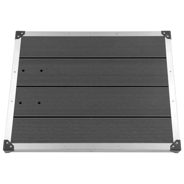 vidaXL Base chuveiro p/ exterior 80x62 cm WPC a&ccedil;o inoxid&aacute;vel cinzento