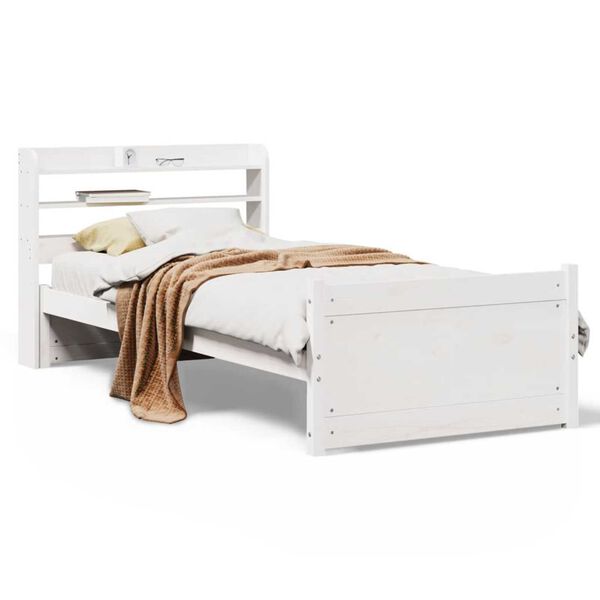 vidaXL Estrutura de cama c/ cabeceira sem colchão 90x200 cm branco