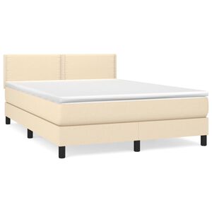 vidaXL Cama com molas/colch&atilde;o 140x200 cm tecido cor creme