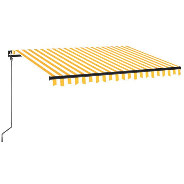 vidaXL Toldo retr&aacute;til manual com LED 350x250 cm amarelo e branco