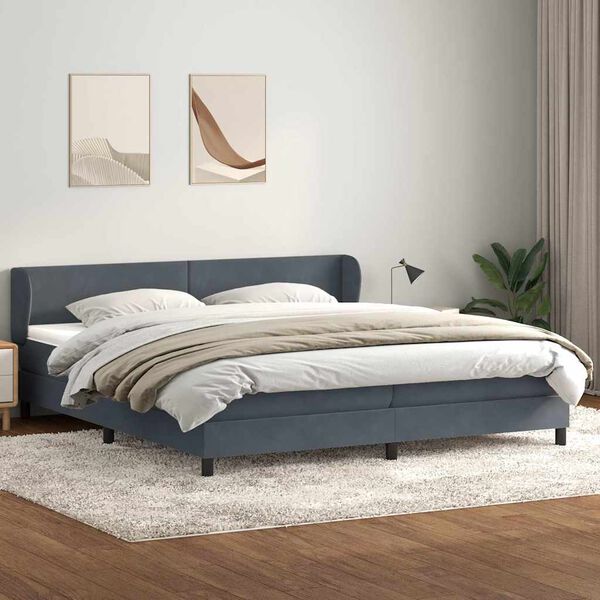 vidaXL Cama com molas/colch&otilde;es 180x210 cm veludo cinzento-escuro