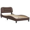vidaXL Estrutura de cama sem colch&atilde;o Hvar couro artificial 80x200 cm castanho
