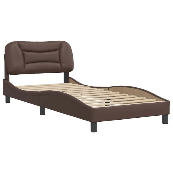 vidaXL Estrutura de cama sem colch&atilde;o Hvar couro artificial 80x200 cm castanho