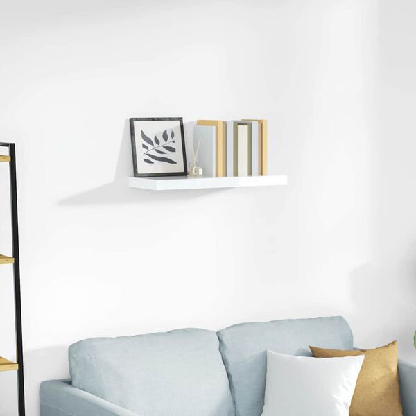 vidaXL Prateleira de parede suspensa 60x23,5x3,8 cm MDF branco
