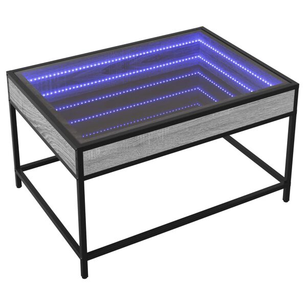 vidaXL Mesa de centro luzes LED Infinity 70x50x41 cm cinzento sonoma